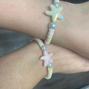 Starfish Charm Kids Bracelet Set - Pink and White